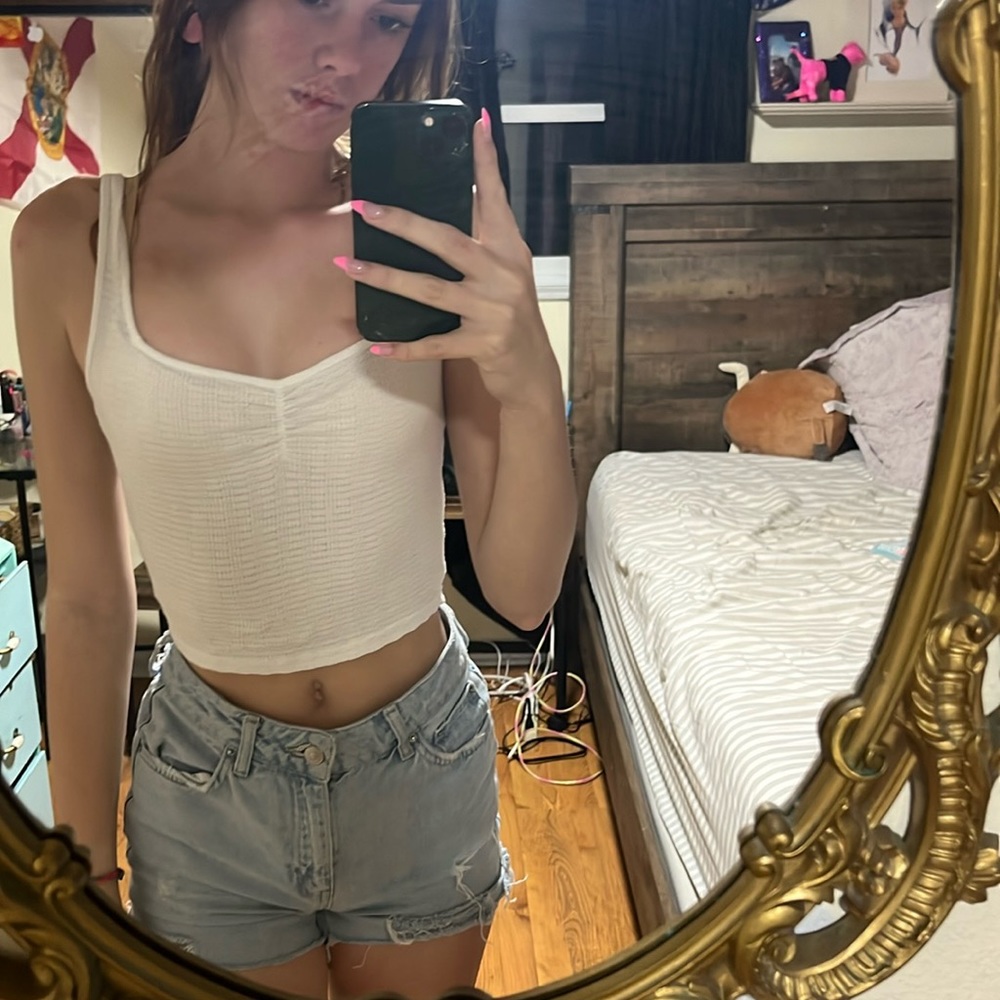 american eagle white crop worn once